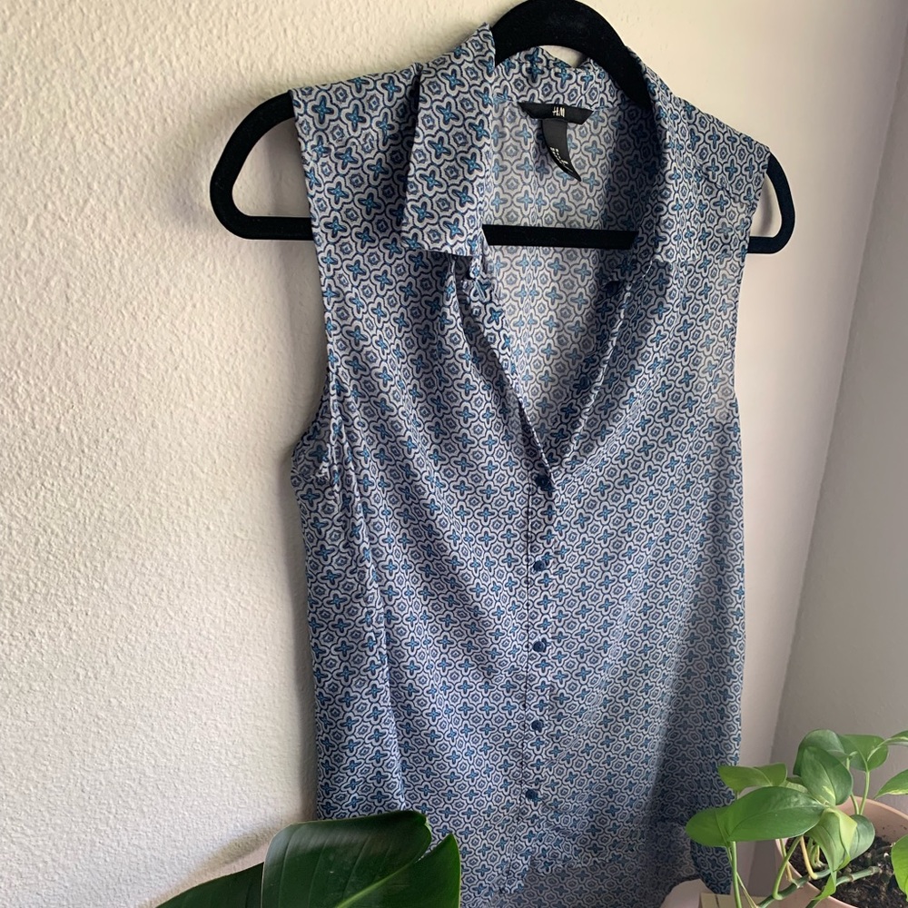 Blue High-Low Sheer Top